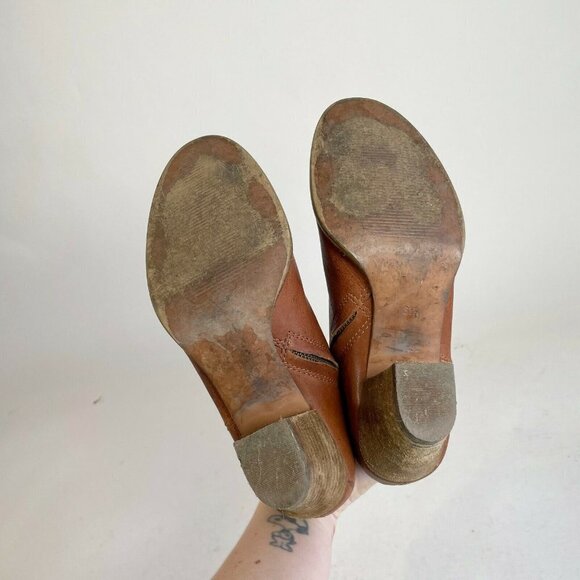 Madewell Womens Billie Ankle Bootie Leather Boots Brown Sz 6.5 Stacked Heels Zip - Picture 6 of 12
